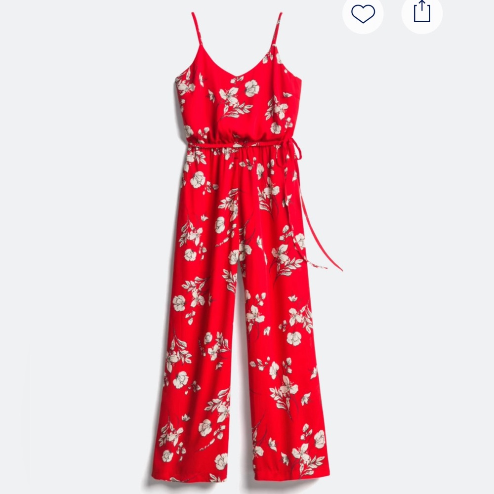 Red floral jumpsuit